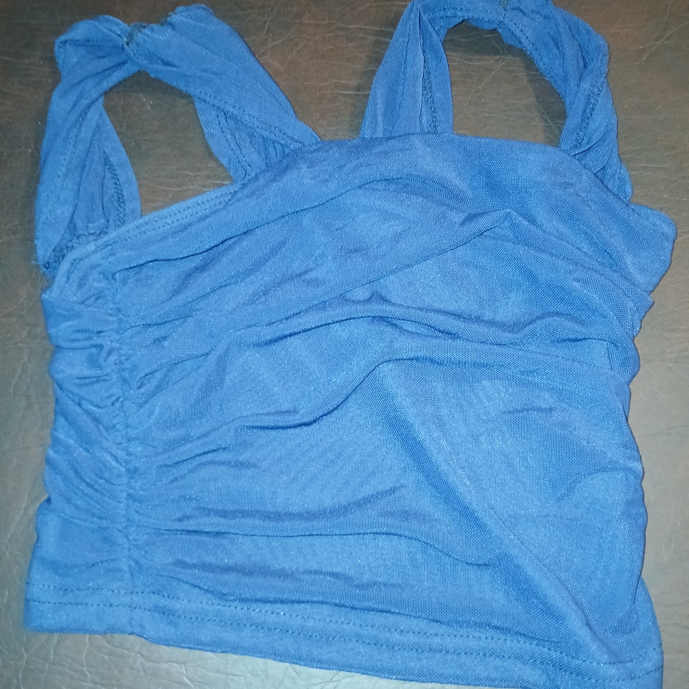 Blue Ruched Tank Top